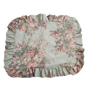 Vintage Ralph Lauren Squires Path Green Floral King Sham 1990s